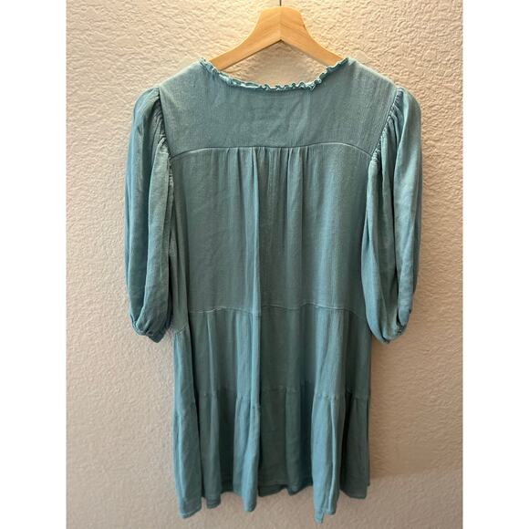 Umgee Embroidered Boho Babydoll Dress Blue Floral Size S Cottagecore Romantic - Picture 2 of 4